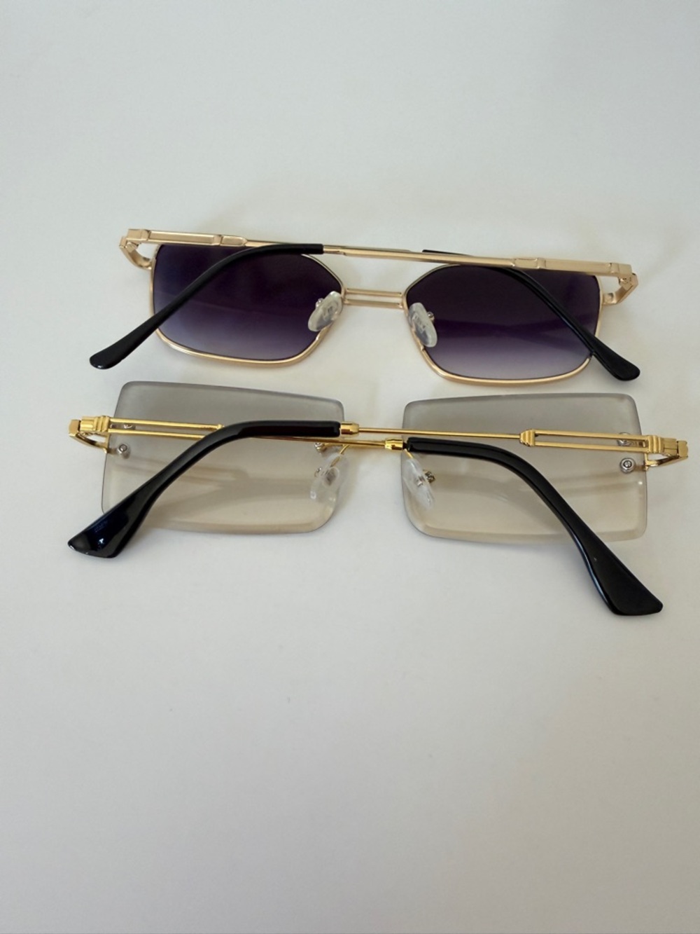 Gold Rim Rectangle Rimless Sunglasses - Women's Accessories - Picture 4 of 4